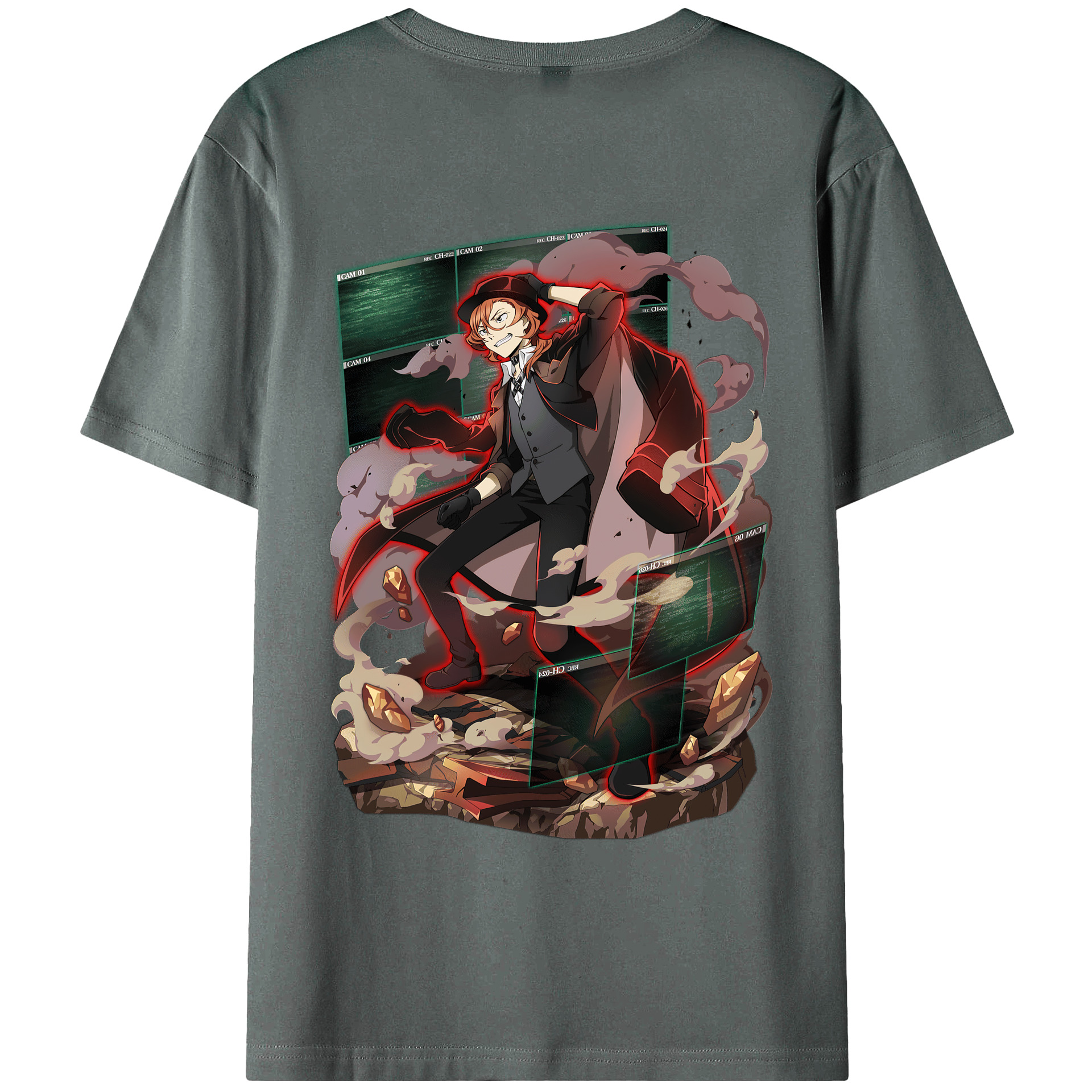 （画像用） 文豪ストレイドッグス Bungo Stray Dogs 綿100％ メンズ半袖Tシャツ（バックプリント） 通気性